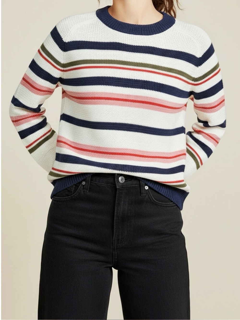 EMERSON FRY Henri Organic Cotton Striped Sweater, Multi, Small